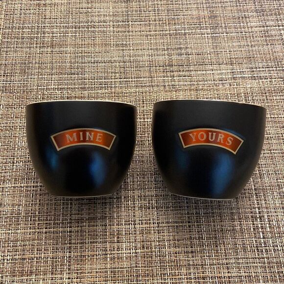 Bailey’s Irish Cream YOURS and MINE Ceramic Dessert Cups Bowls Dishes No Handles - Picture 1 of 7